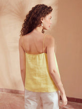 MOTF PREMIUM PURE LINEN SOLID FOLD PLEATED CAMI TOP
